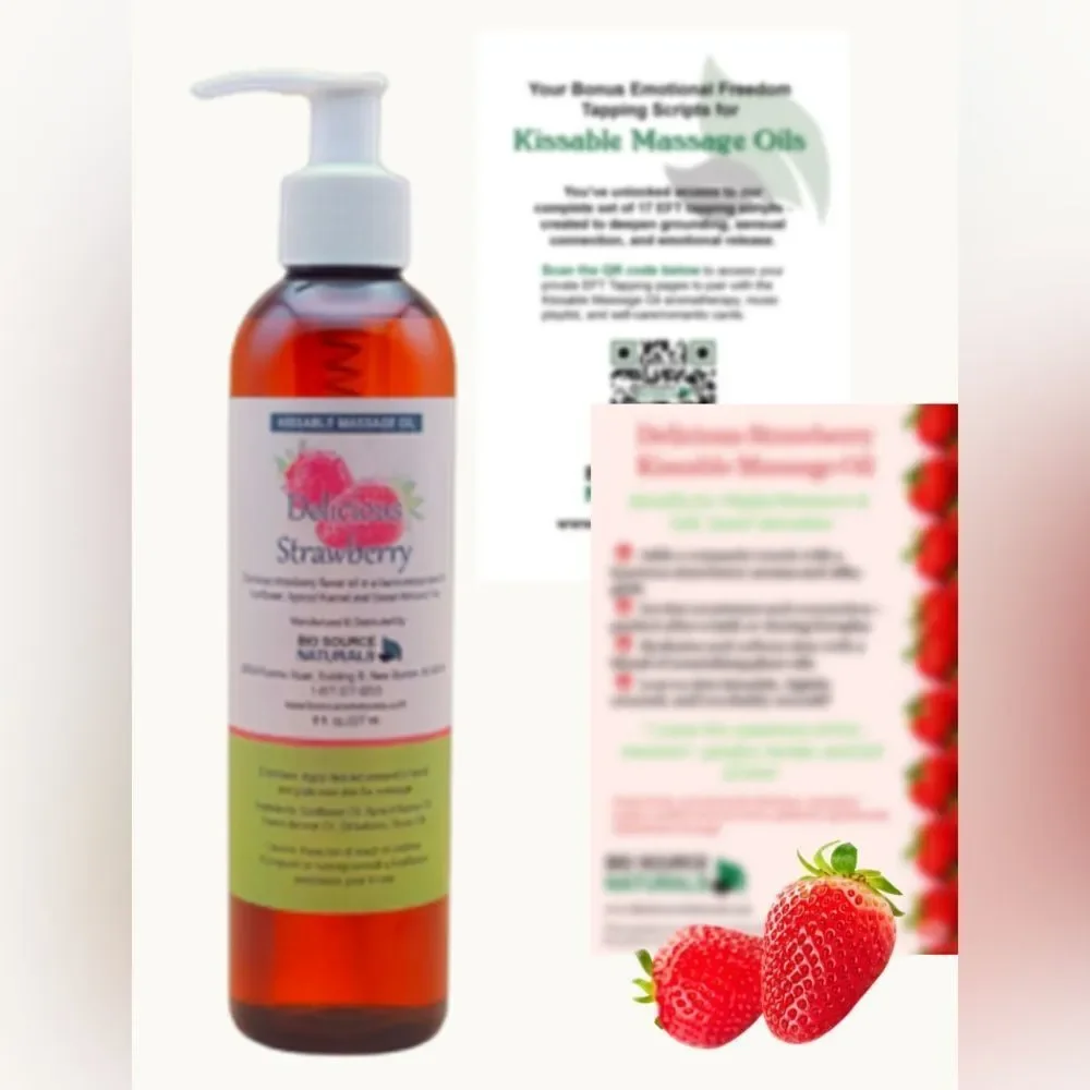 Strawberry Kissable Massage Oil | Plus Ritual Card + QR Code Tapping Scripts - Picture 1 of 2